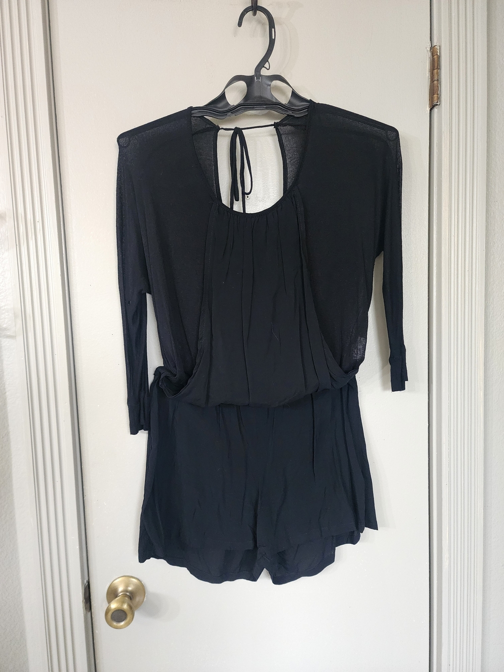 Final Touch Black Women's Romper with Tie Back